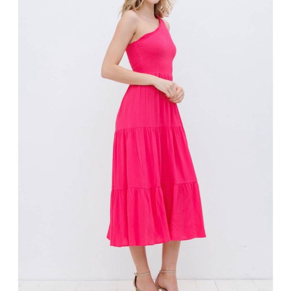 Smocked one shoulder dress